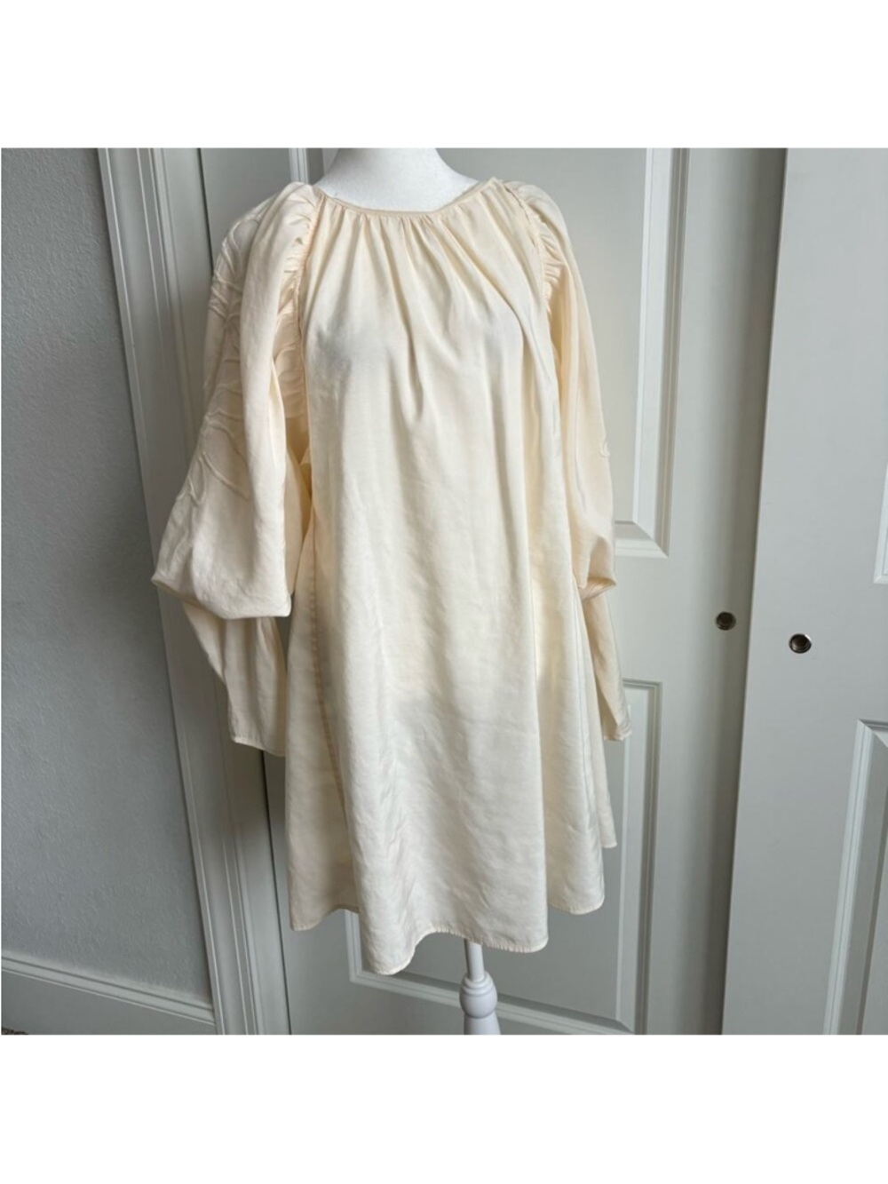 H&M Cream Mini Peasant Dress